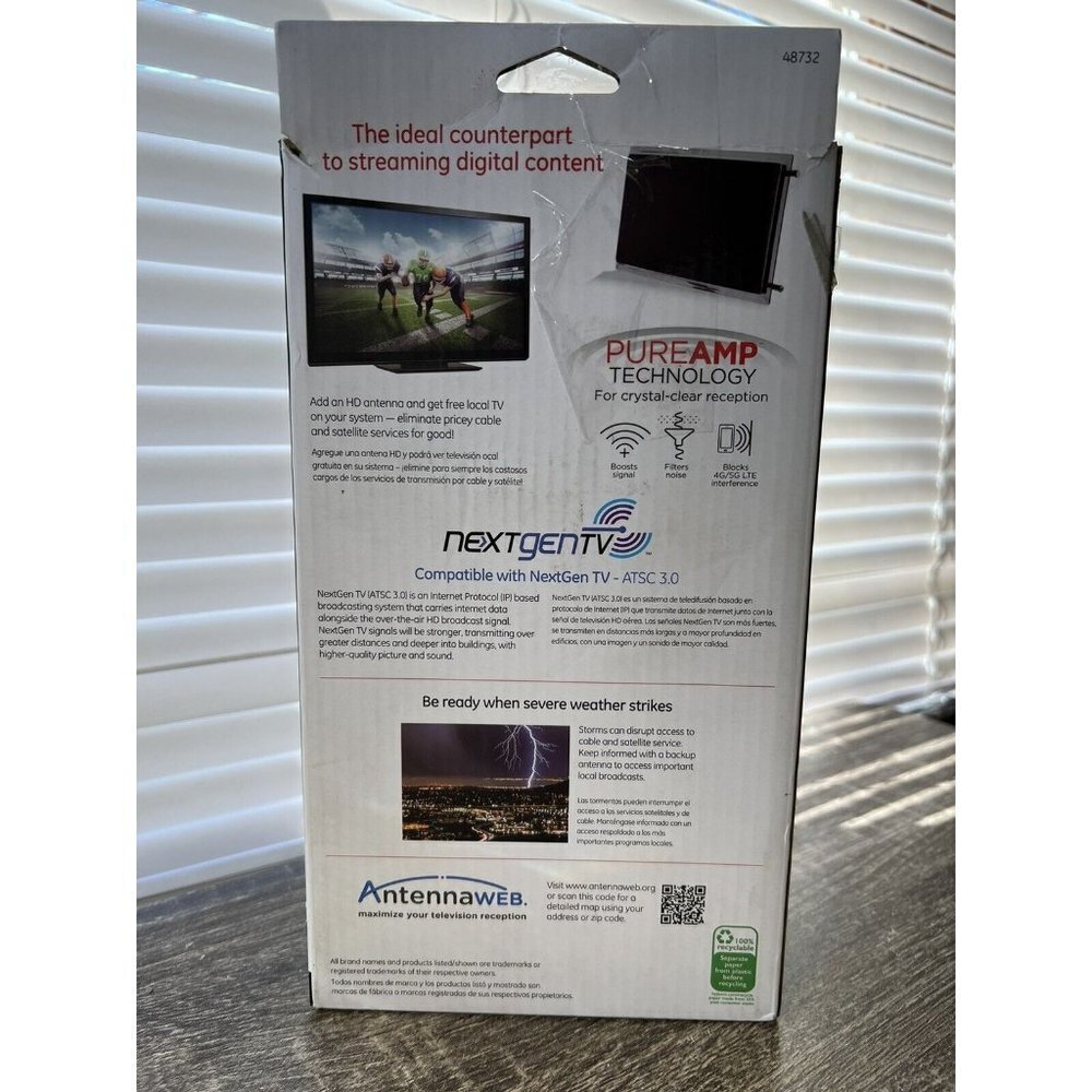 GE 48732 Pro Series Indoor Crystal HD Amplified Antenna,50 mile range,4K-1080P - Picture 5 of 6